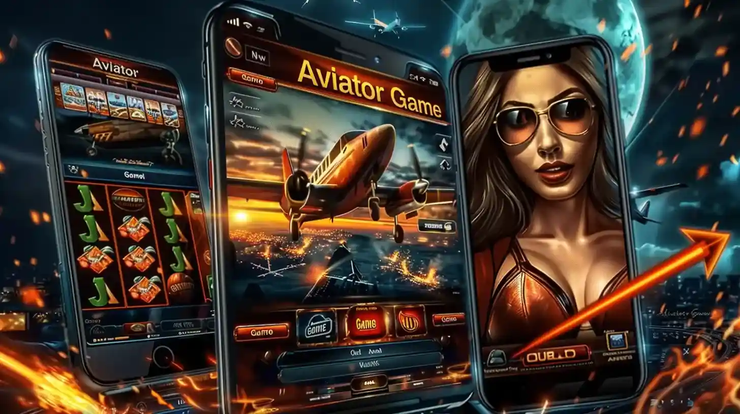 Mulher elegante com óculos escuros segurando smartphones com jogo Aviator e slots no cassino PIb777